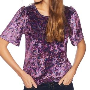 Lucky Brand Purple Velvet Printed Knit Top